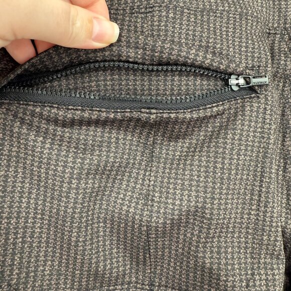 SOLD Athleta Delancey Houndstooth Tight Pants Black Brown Large Back Zip Pockets - Picture 12 of 14